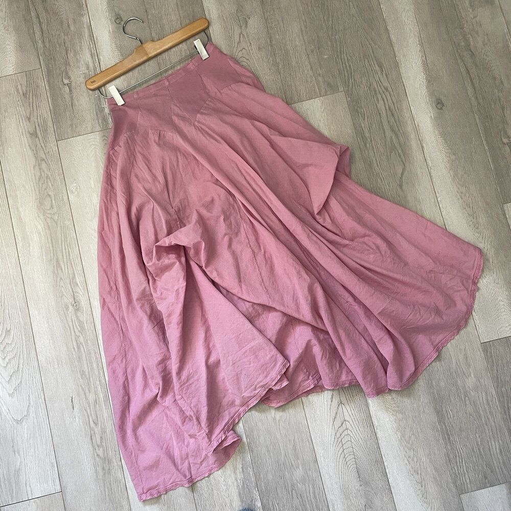 Vintage Asymmetrical Skirt luna luz cotton bubble maxi womens Pink (small) artsy
